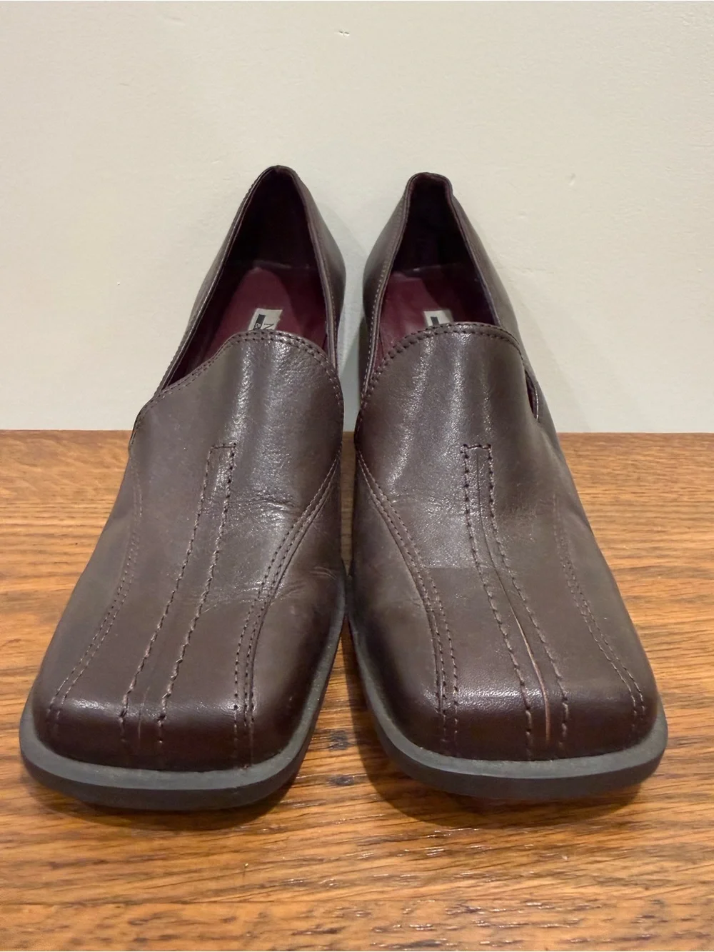Nine West Brown Leather Chunky Heel Loafer Pumps Size 7.5M — Repair Project